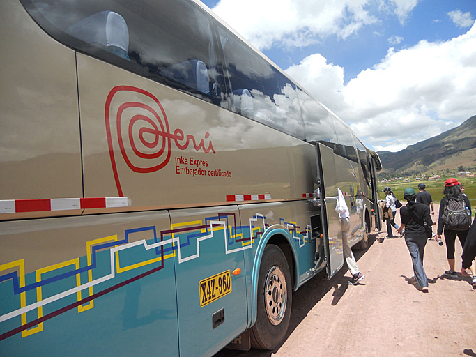 Joanie in Peru. Back on the bus.